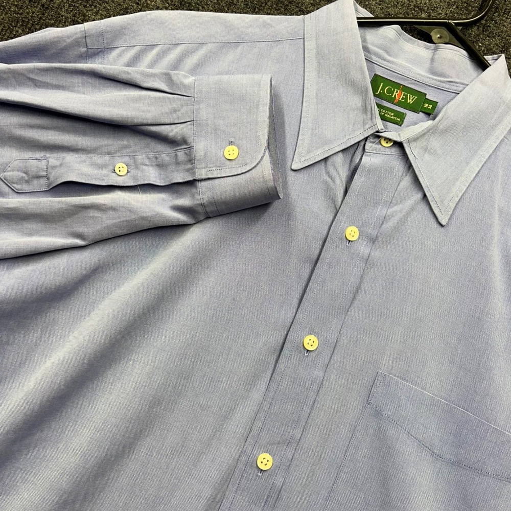 Vintage J. Crew Oarsman Mens Blue Long Sleeve Cotton Button Down Dress Shirt